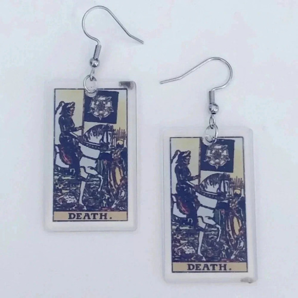 “Death” Tarot Card Handmade Drop Earrings - Picture 2 of 4